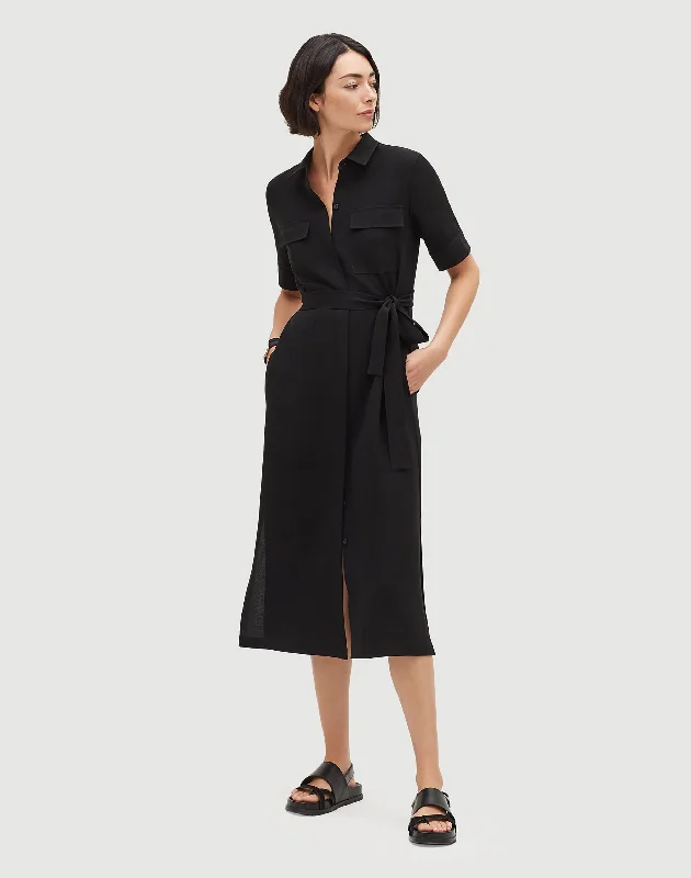 Finesse Crepe Short Sleeve Midi Doha Shirtdress From Casual To Classy