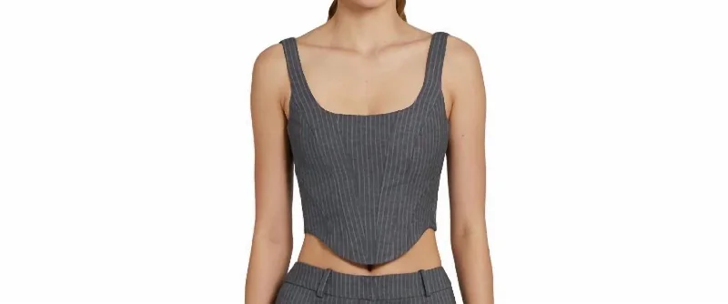 Fisher Corset Top In Pinstripe Romantic Date - Night Ensemble