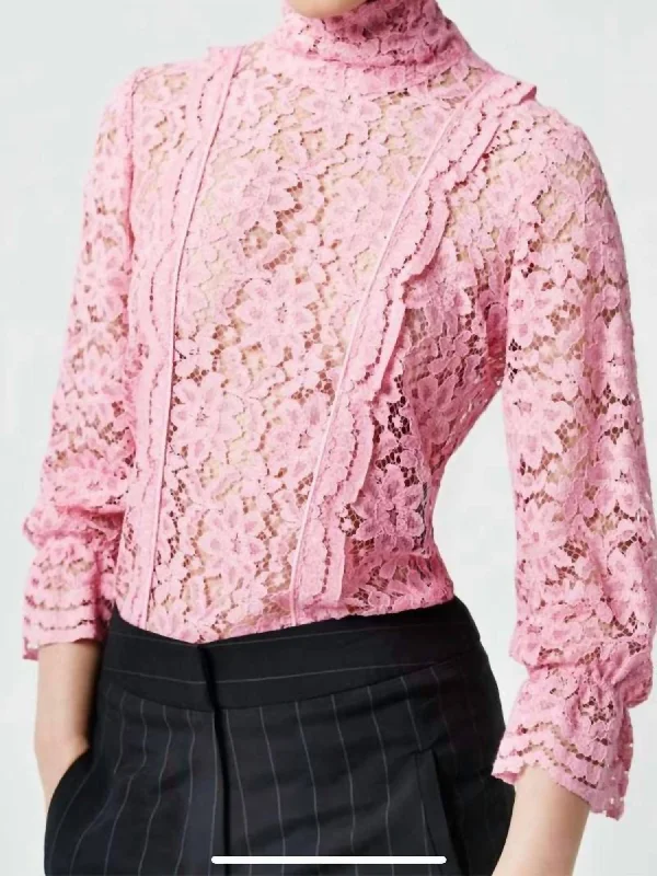 Flamingo Scalloped Lace Top In Pink Last Chance Sale