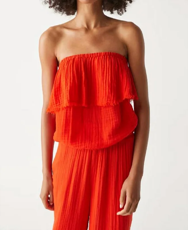 Fleur Strapless Top In Pomodoro Versatile Wardrobe Essentials