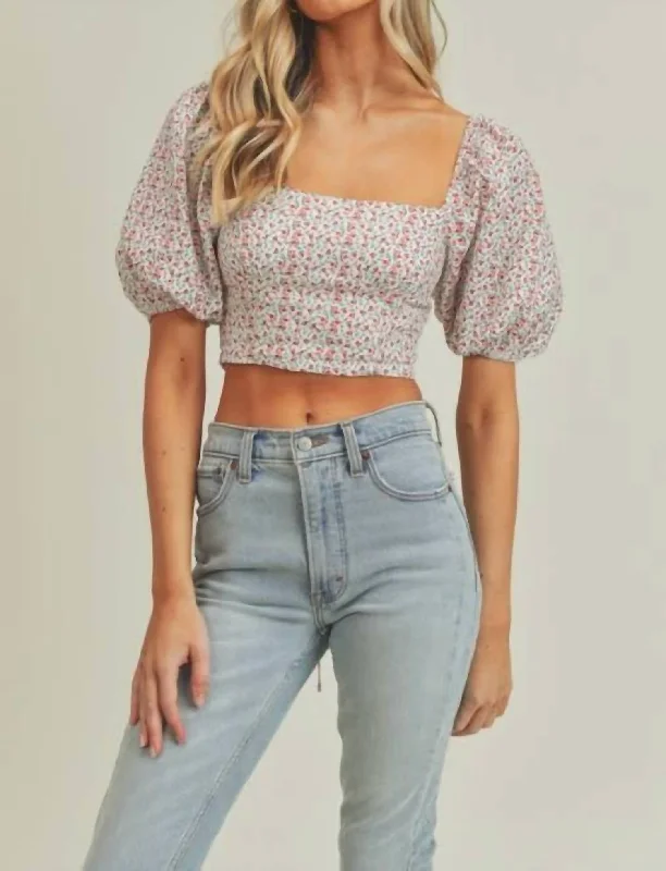 Floral Print Crop Top In Multi Ride The Style Wave