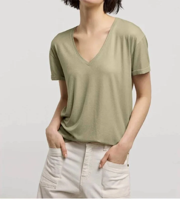 Foil Coated Top In Sage Stylish Savings