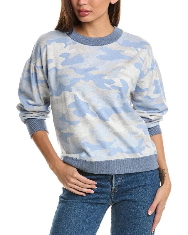 Forte Cashmere Gathered Sleeve Camo Sweatshirt Huge Discounts This Week