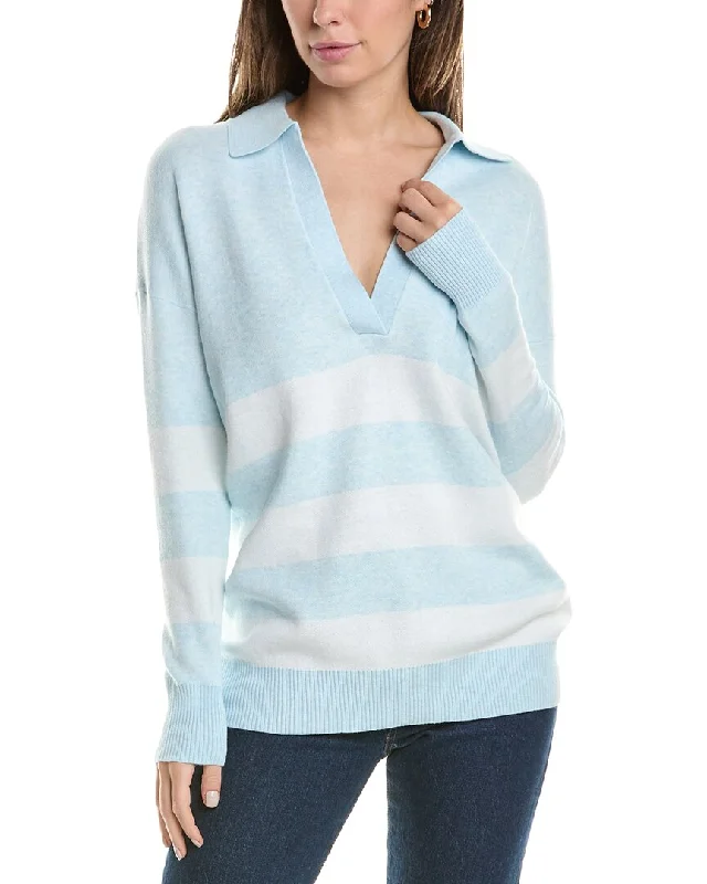 Forte Cashmere Striped Cashmere-Blend Polo Sweater Flash Sale Starts