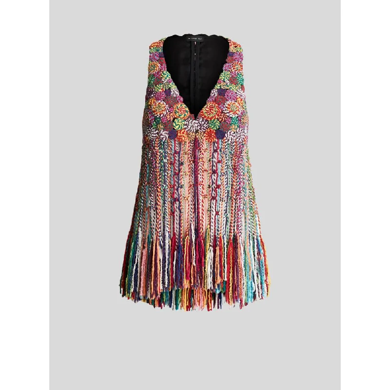 Fringed Crocheted Waistcoat Athleisure Wear Promotion