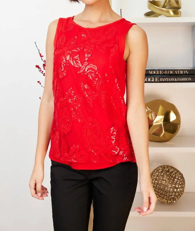 Gail Sequins Tank In Red Stylish Spring Fashion