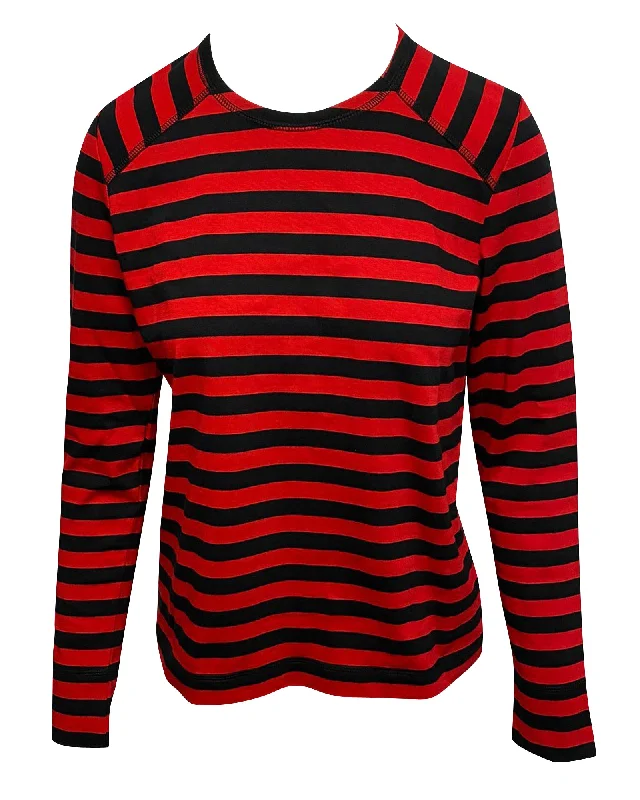 Ganni Striped Longsleeve T-shirt in Red Cotton Ethnic Cultural Event Wear