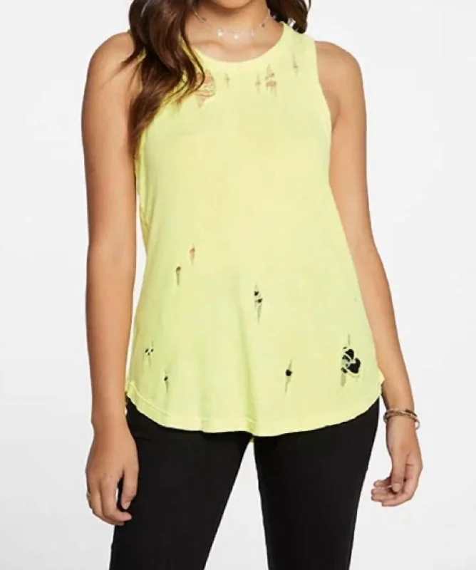 Gauzy Cotton Muscle Tank In Neon Lime Hot Brand Discounts