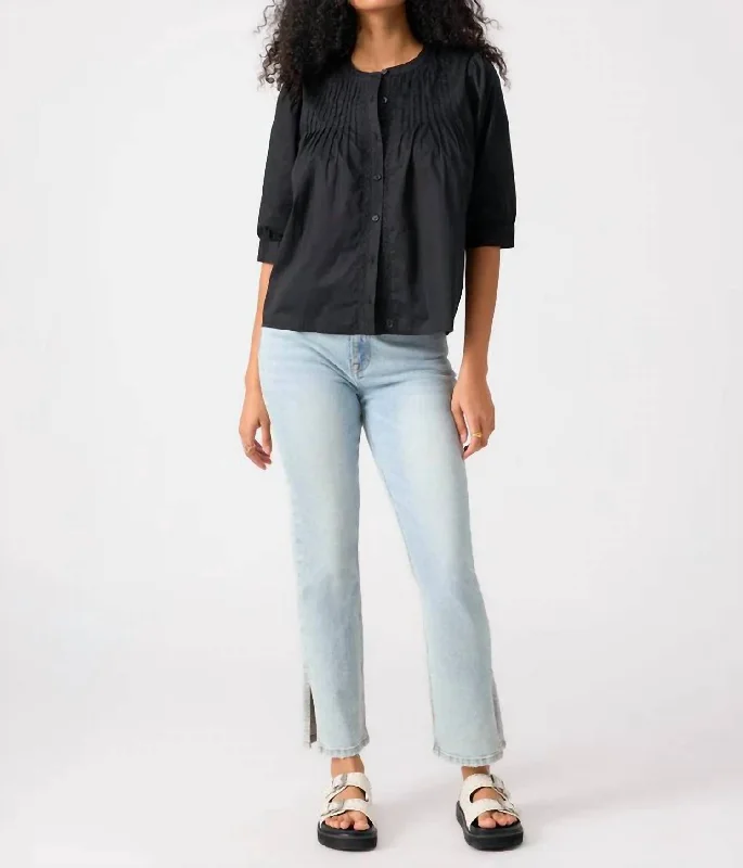 Gentle Pintuck Blouse In Black Valentine's Special