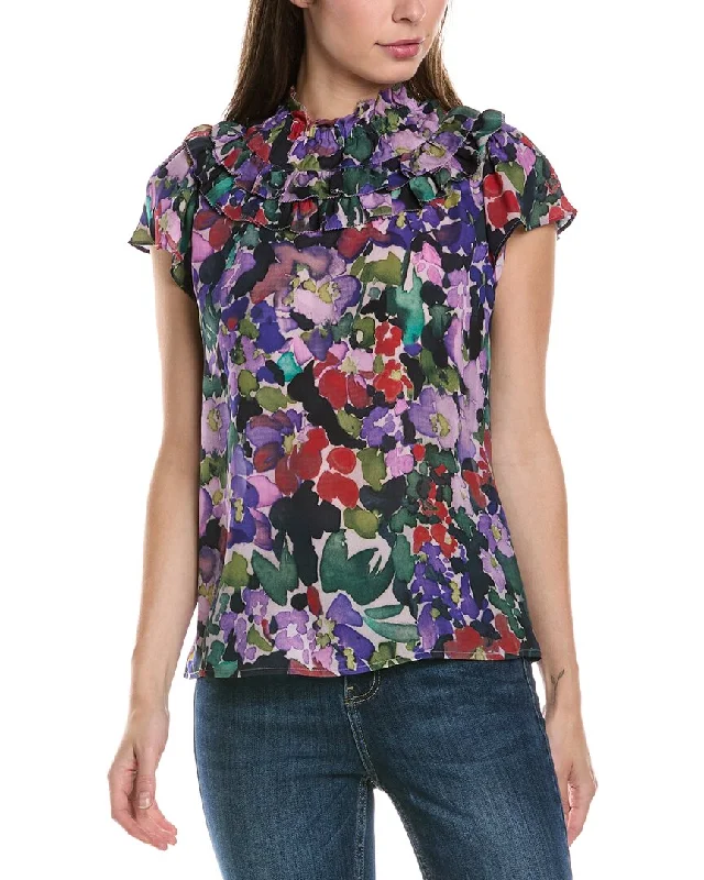 Go> by GoSilk Brunch Date Blouse Vibrant Femme Fashion