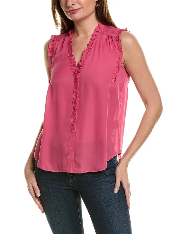 Go> by GoSilk Ruffle Silk Blouse Season Appropriate Women's Collection