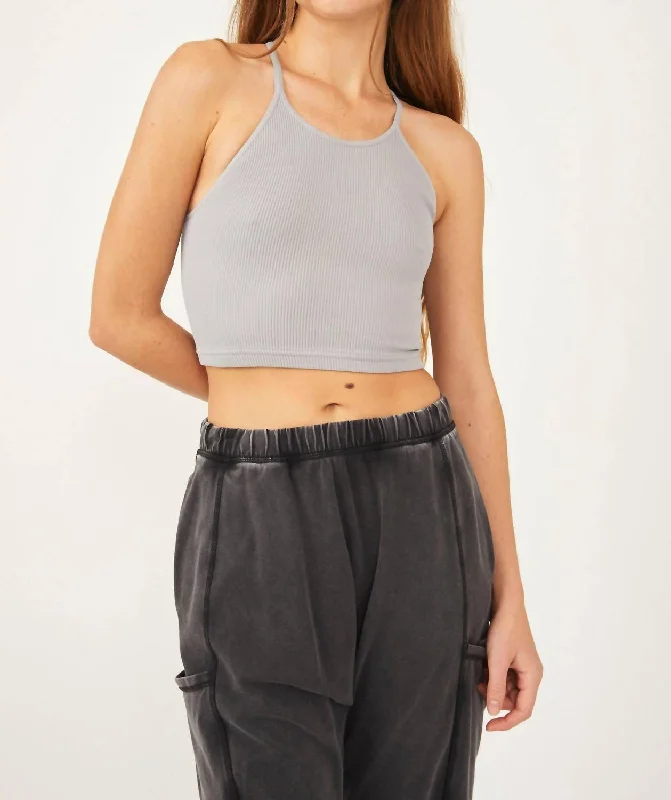 Happiness Runs Crop Tank Top In Nickel Grey Chic Outfits