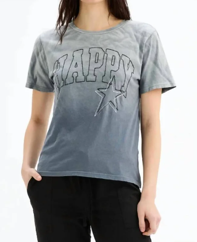 Happy Stars Wide T-Shirt In Sunfaded Frost Grey Mid - Week Surprise