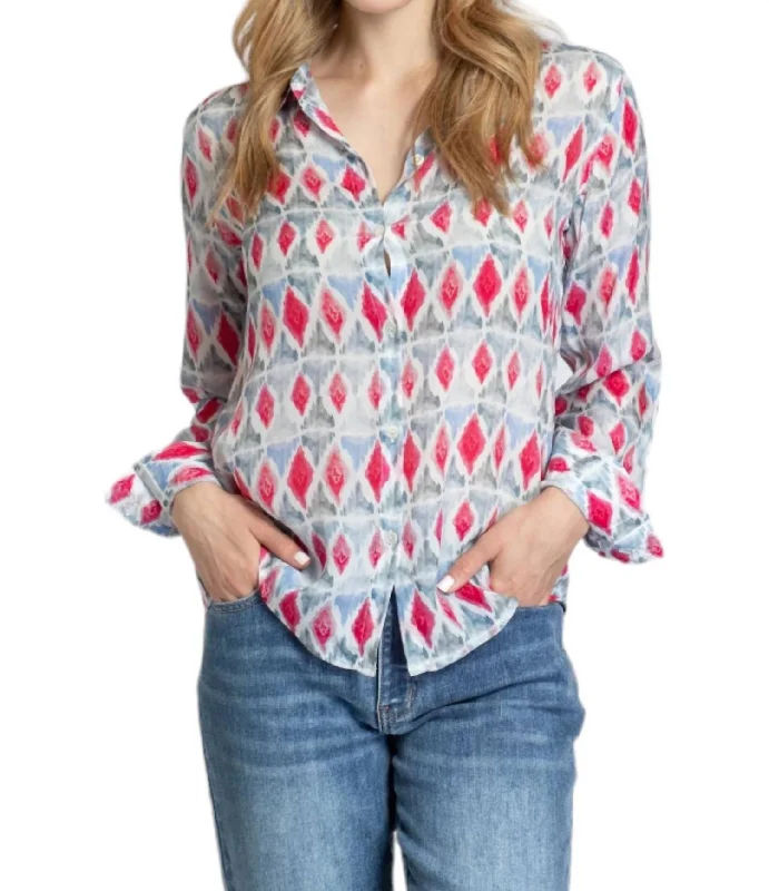 Harlequin Diamonds Top In Multi-Colored Chic Everyday Wear