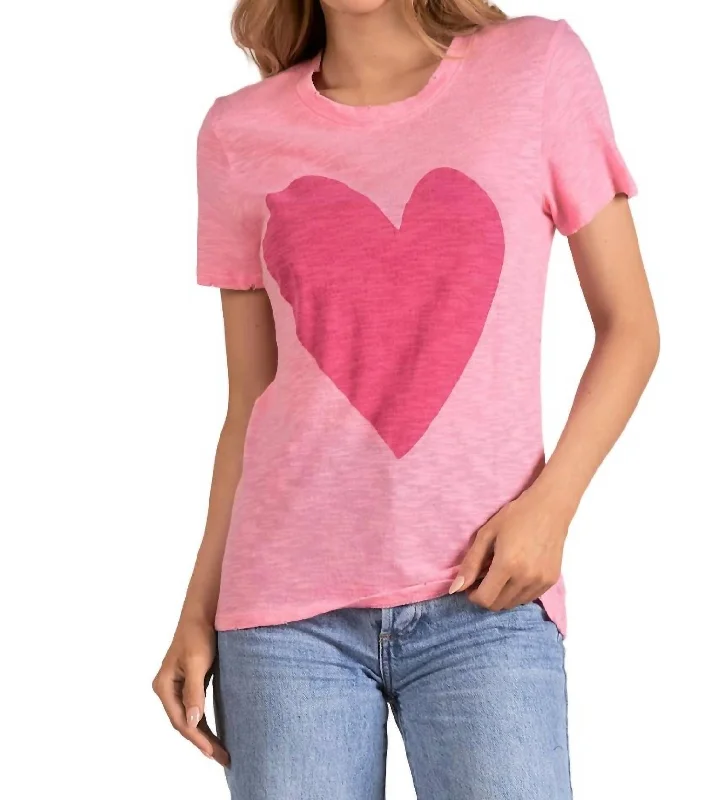 Heart Graphic Crewneck Tee In Pink Everyday Basics