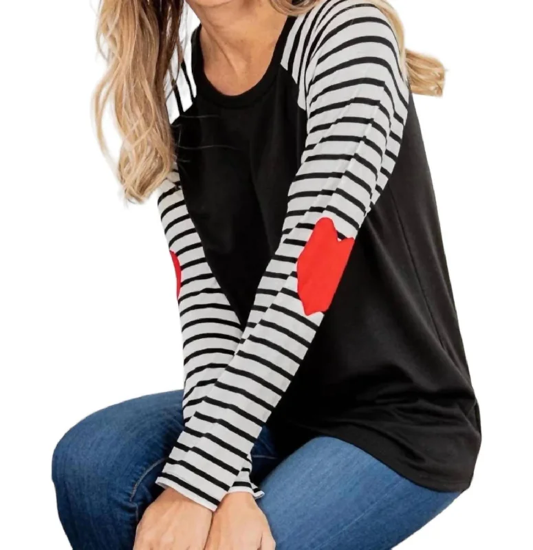 Heart Patch Long Sleeve Top In Black Fashionista Favorites