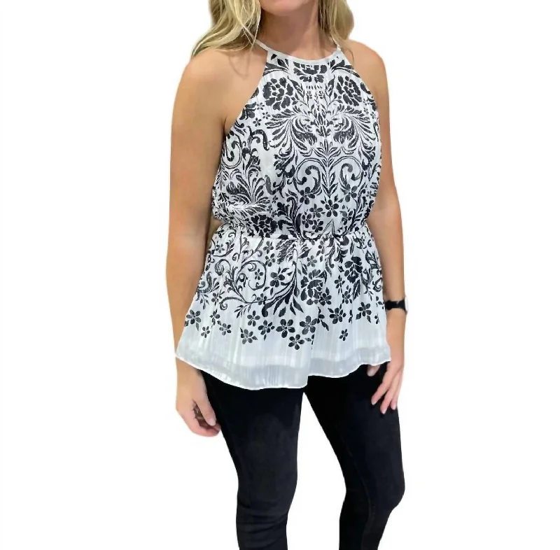 High Neck Tank In Ivory/black Trendy New Clothes