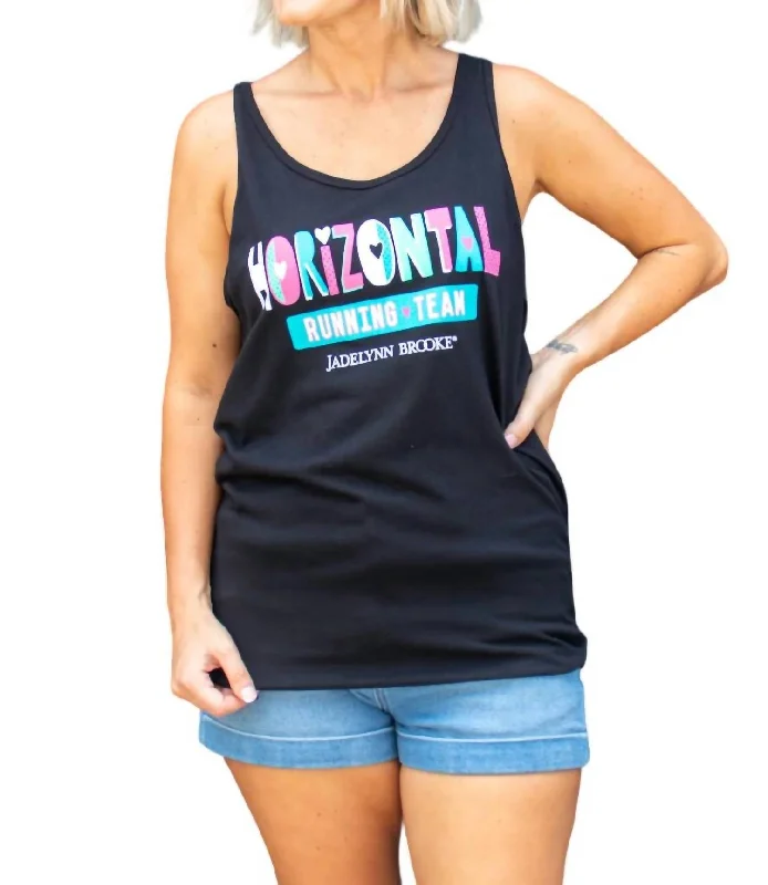 Horizontal Running Tank Top In Black Current Trends