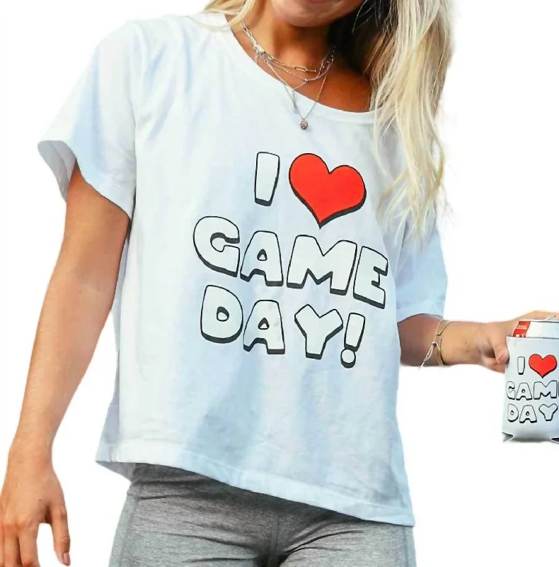 I Heart Gameday Crop Tee In White Mother's Day Special