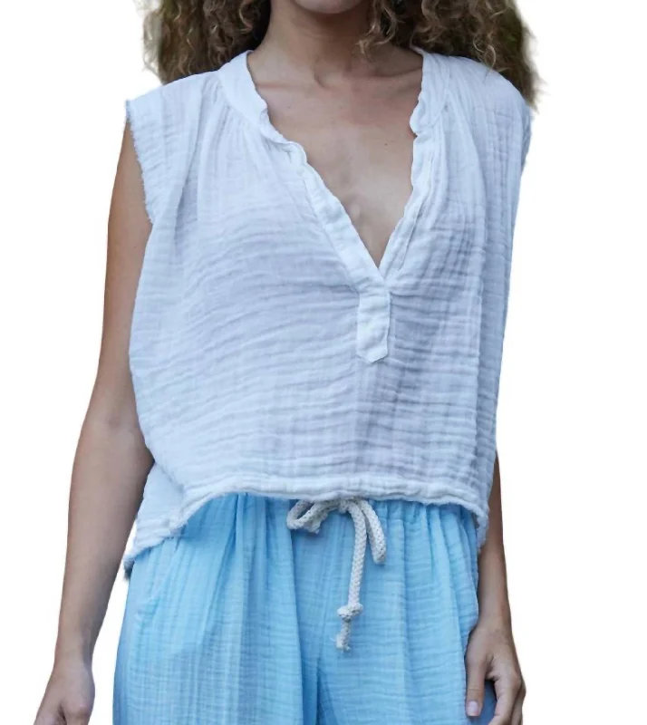 Idyllwild Sleeveless Top In White Luxe Layering