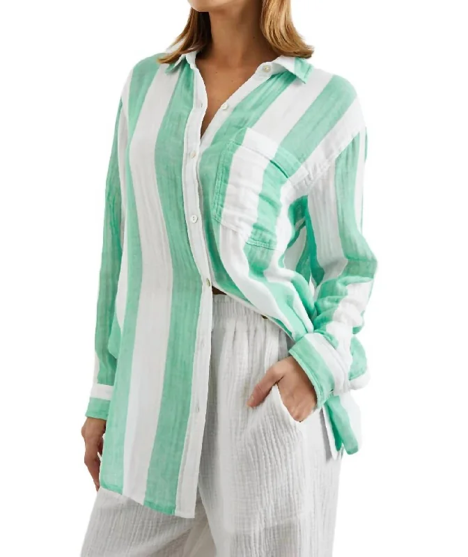 Jaylin Shirt In Jade Stripe Versatile Wardrobe Essentials