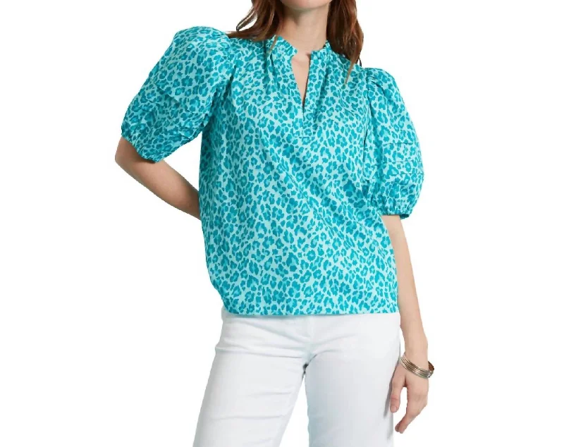 Jenna Puff Sleeve Top In Capri Animal Limited Time Deal