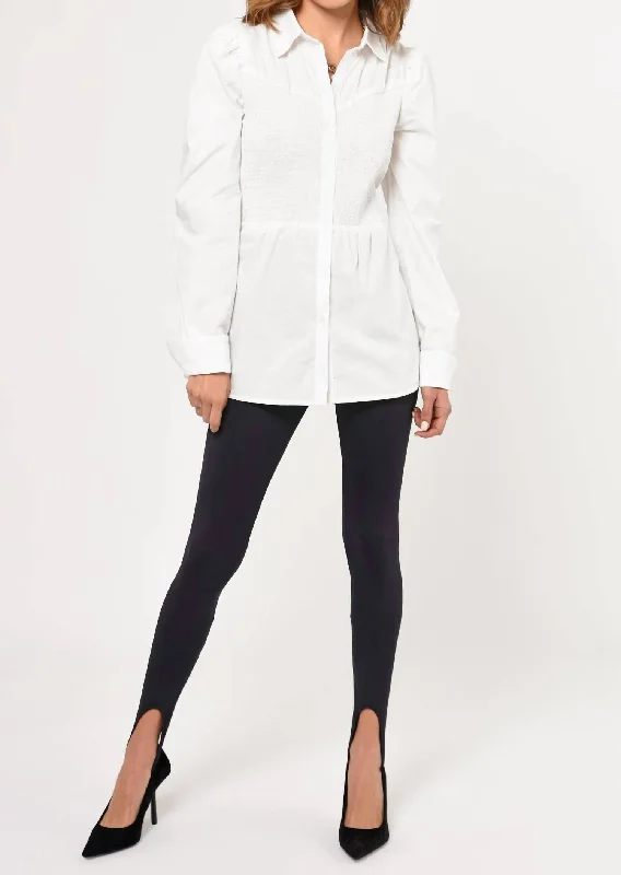 Jenny Smocked Poplin Shirt In White New Season Fashion Preview