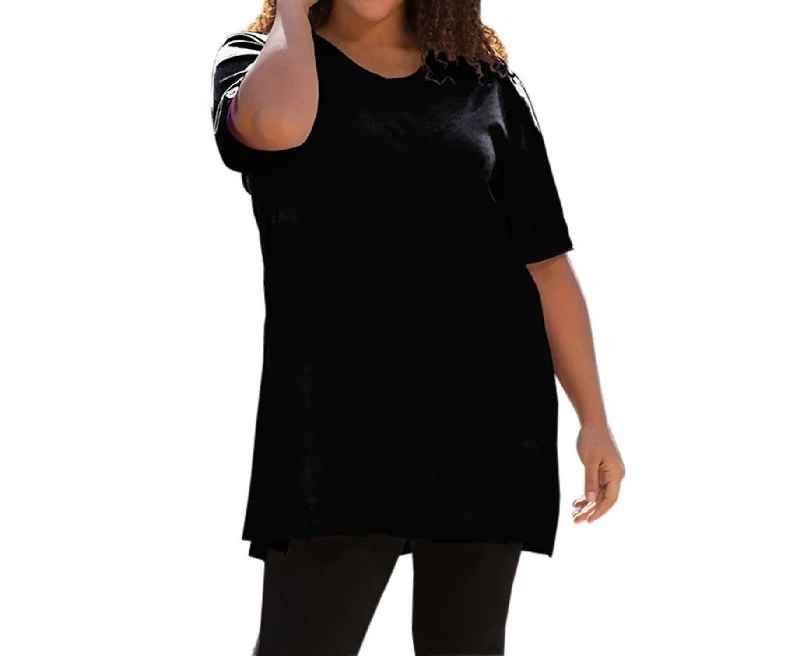 Jersey Short Sleeve V-Neck Tunic - Plus In Black Trendy New Clothes