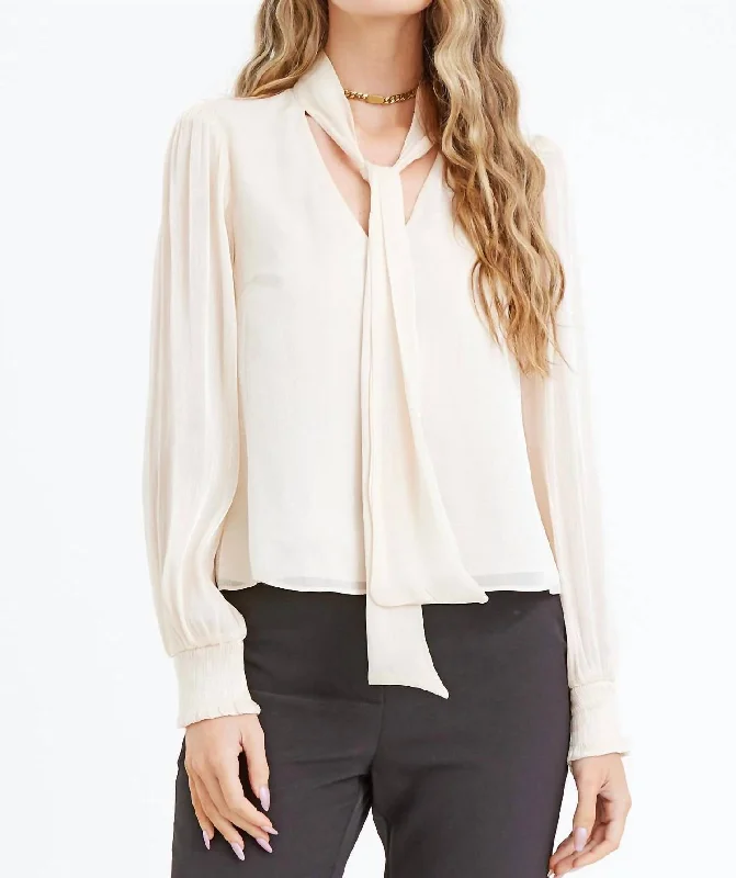 Jisenia Tie Neck Blouse In Ivory Shop Our Looks