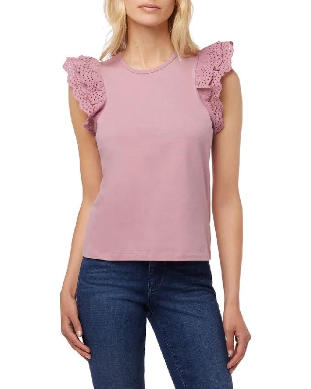 JOE’S Jeans Eyelet Sleeve Top Tropical Island - Inspired Attire