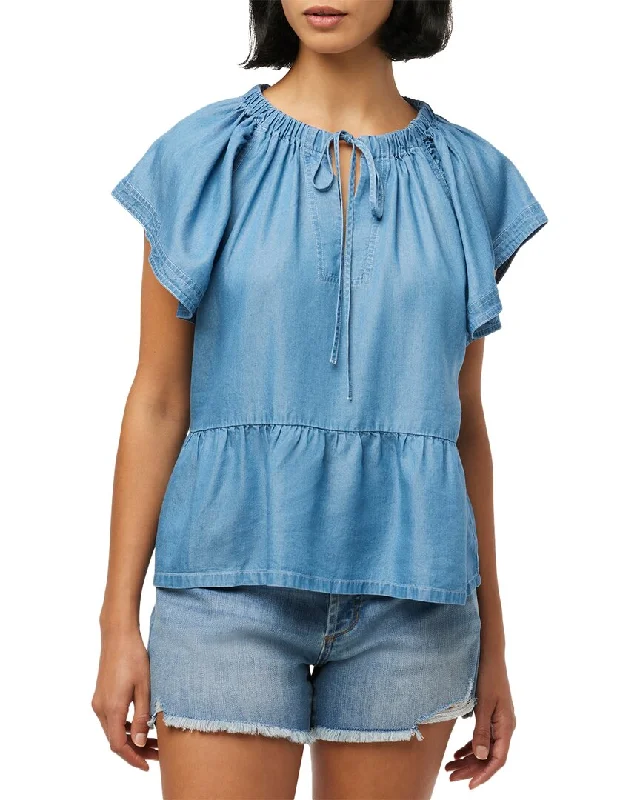 JOE'S Jeans Chambray Flutter Top Minimalist Chic