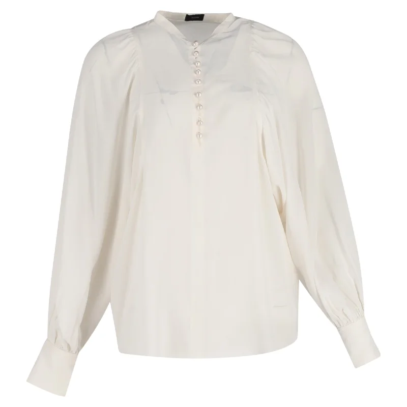 Joseph Aima Dolman Sleeve With Pearl Buttons Blouse in Ecru White Insane Discount Onslaught