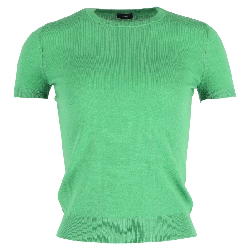 Joseph knitted Short Sleeve Top in Green Cashmere Limited Stock, Big Sale