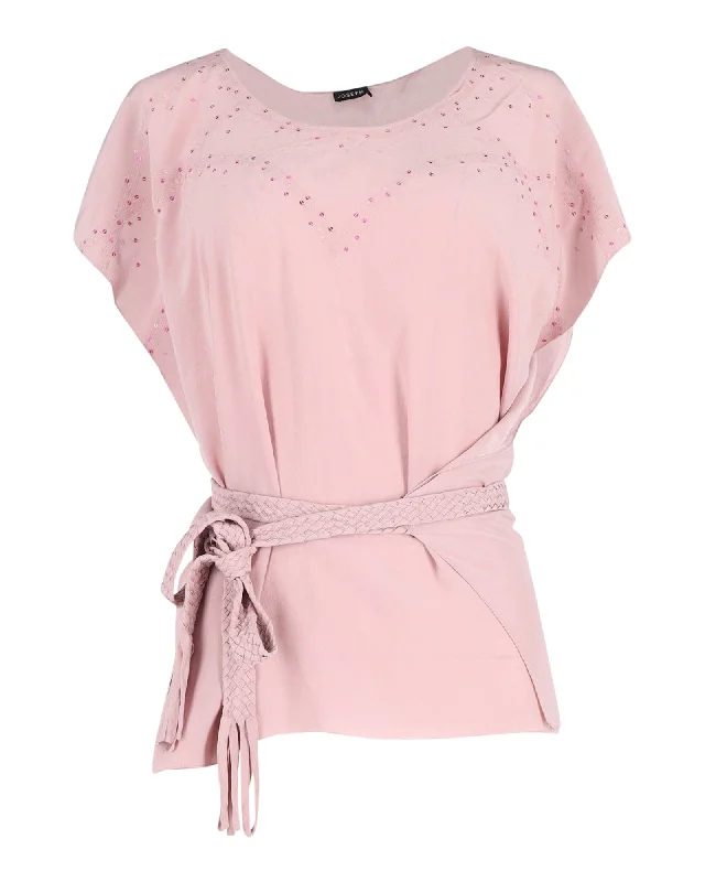 Joseph Sequined Belted Top in Pink Silk Best Seller