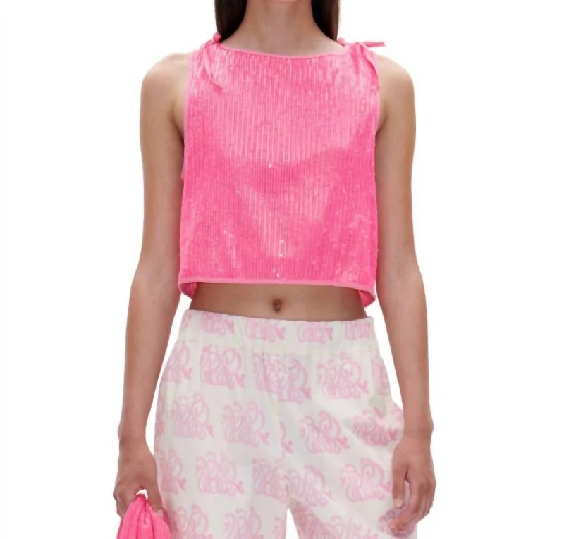 Julia Top In Pink Sequin Trendy Clothing Sale