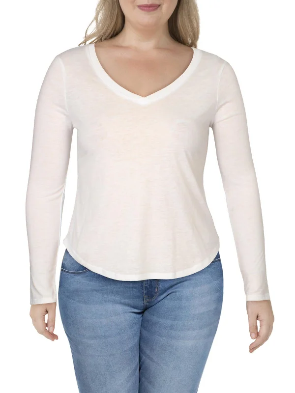 Juniors Womens Heathered V-Neck T-Shirt Wardrobe Update