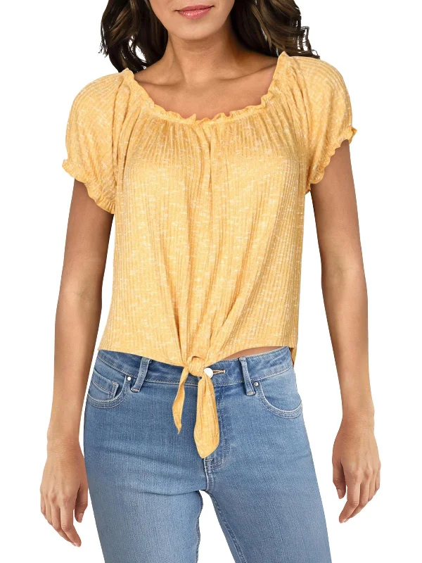 Juniors Womens Off-The-Shoulder Heathered Top Trendy Fashion For Women