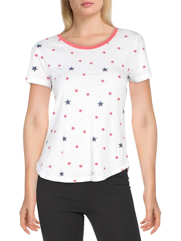 Juniors Womens Stars Short Sleeve T-Shirt Daily Deals