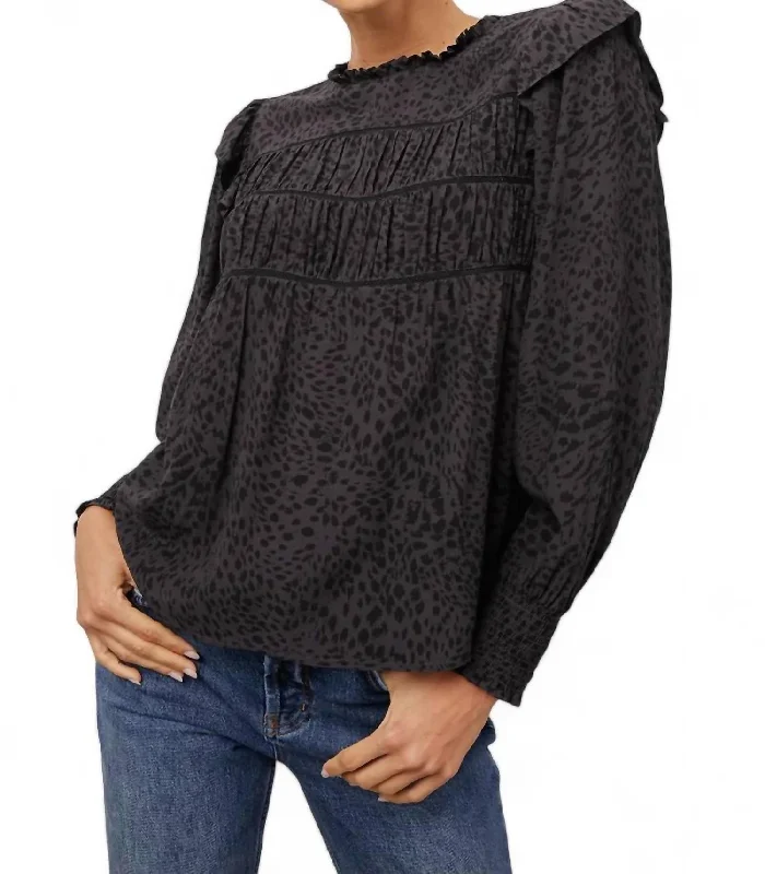 Kadi Ruffle Blouse In Spotted Slate Flash Sale Starts