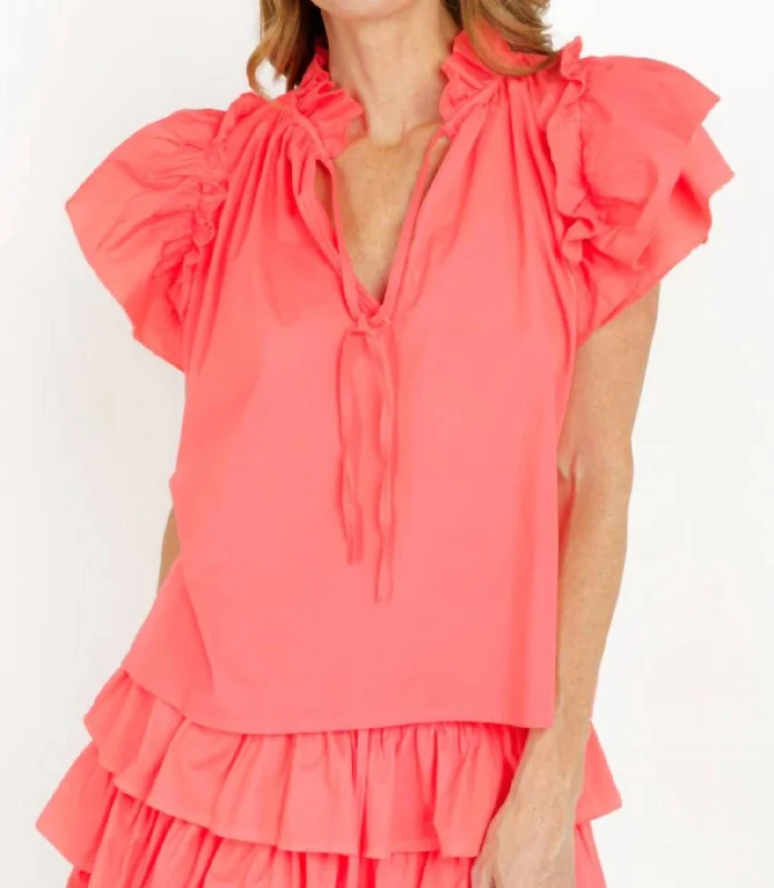 Kata Blouse In Coral Crazy Discounts, Hurry Up