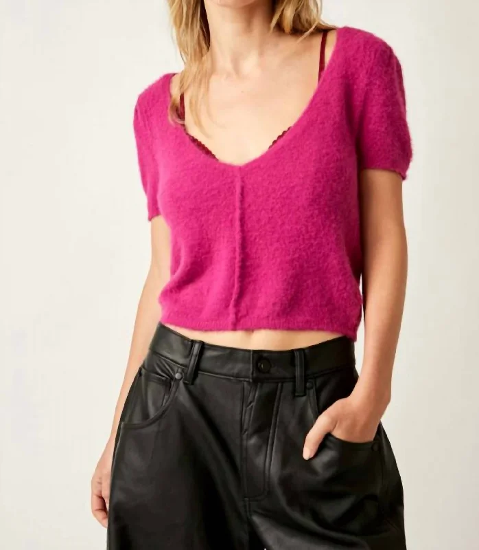 Keep Me Warm Crop Top In Fuschia Festival Trend Forward Women's Wear