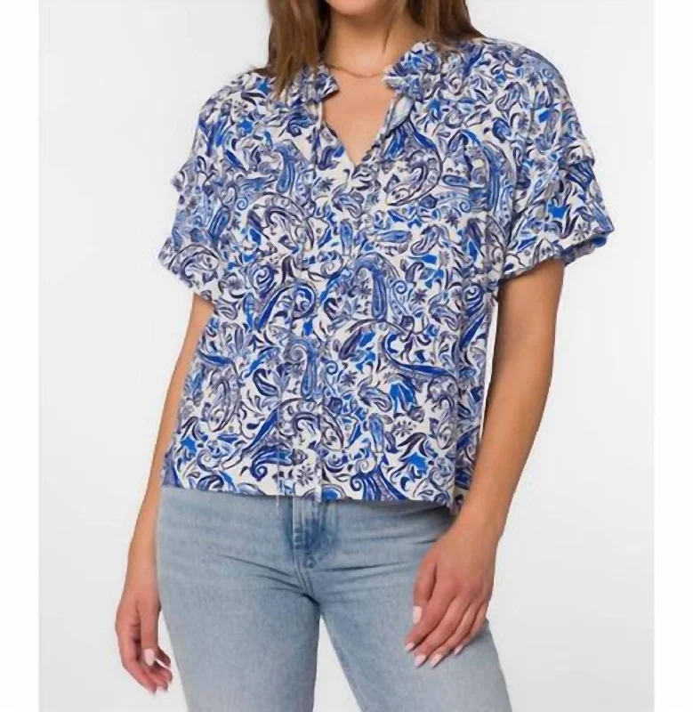 Kenna Top In Blue Paisley Trend Alert