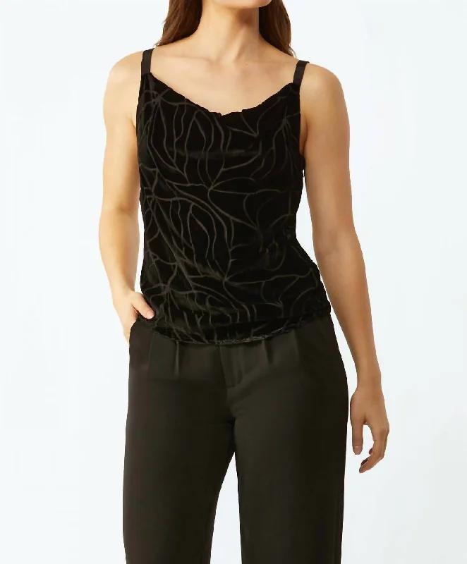 Knightley Velvet Burnout Cami In Black Minimalist Elegant