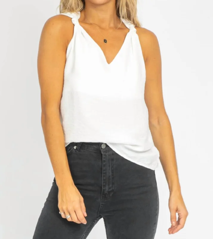 Knot Shoulder Tank In White Unleash Your Fashion