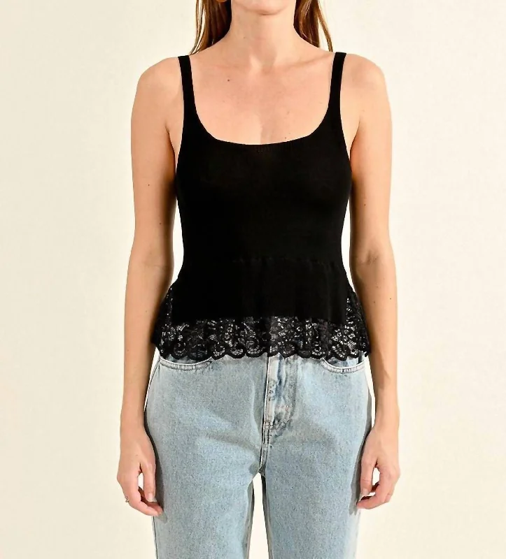 Lace Bottom Tank In Black Break Fashion Norms