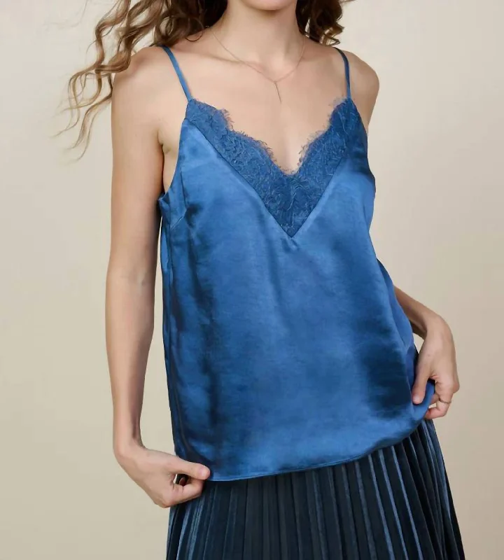 Lace Detail Cami In Smokey Blue Trendy Women's Wear Collection