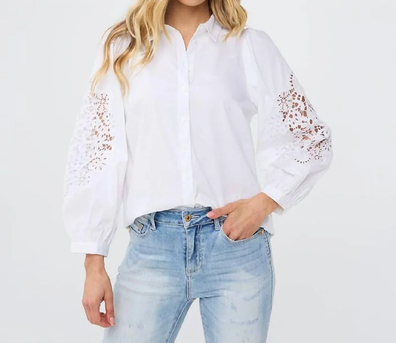 Lace Sleeve Blouse In Off White Stylish Looks