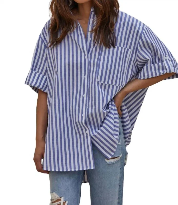 Laguna Striped Shirt In Denim/white Stripe Stylish Spring Fashion