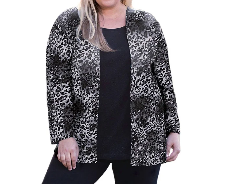 Layla Twofer Top - Plus In Grey Cheetah Fashion Sale