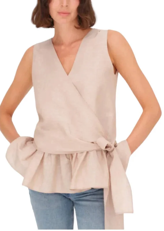 Leola Blouse In Tan Timeless Elegant